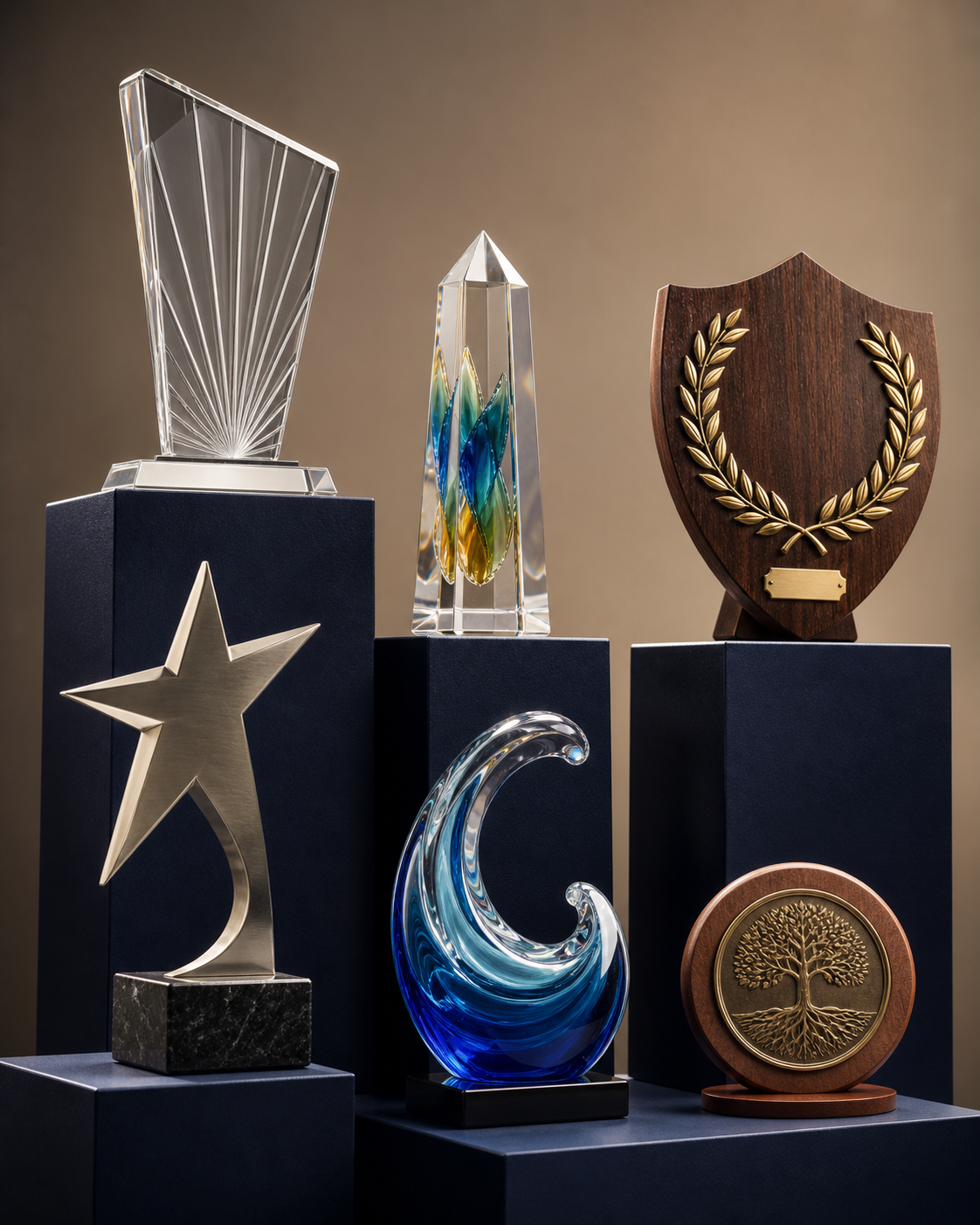 Distinctive acrylic, wood, metal and glass awards