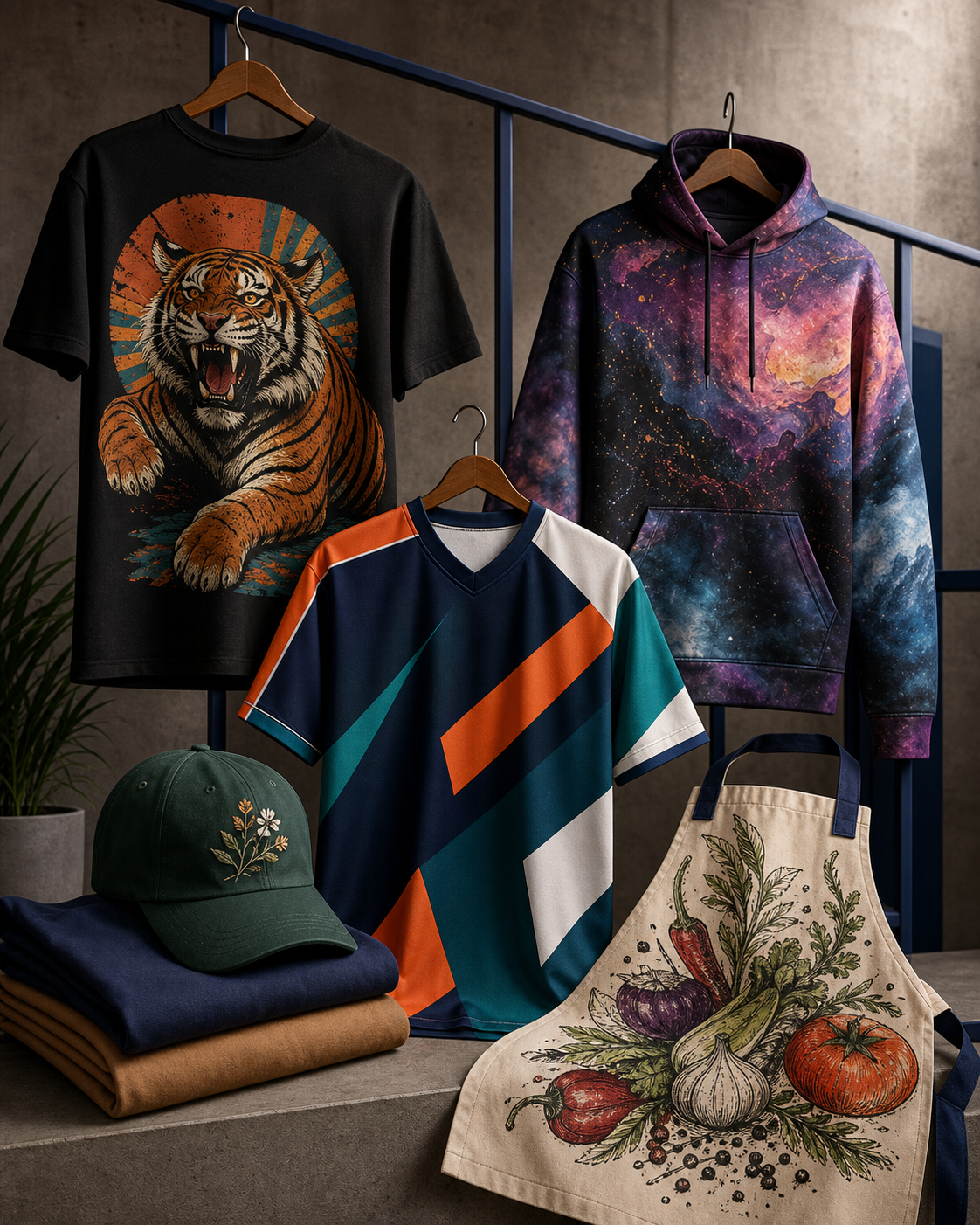 Apparel with distinctive printed designs