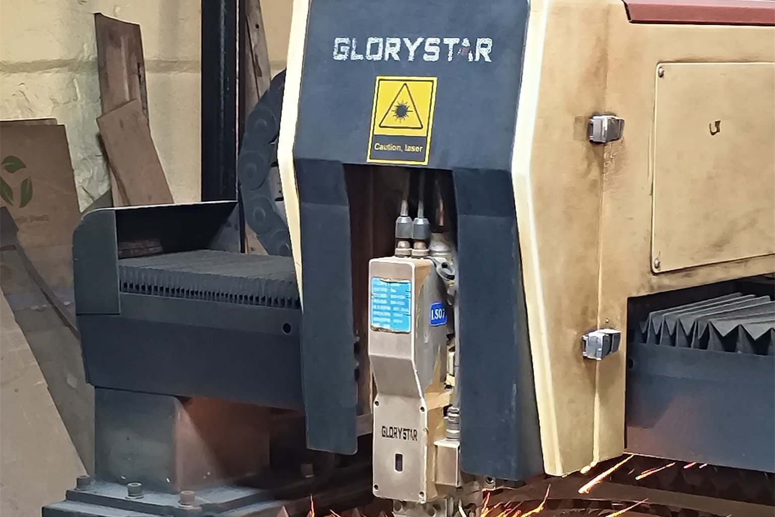 Pentacle's real metal laser cutting machine operating on sheet metal